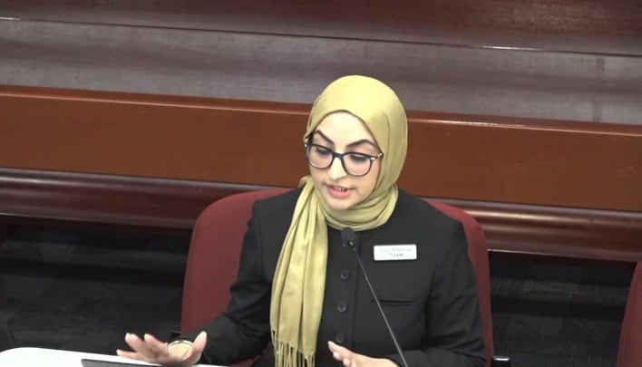 Executive Director Azka Mahmood testifying before a Georgia General Assembly committee